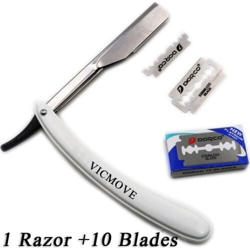 1set Men Straight Barber Edge Razors Folding Shaving Knife Hair Removal Tools with 10pcs Blades