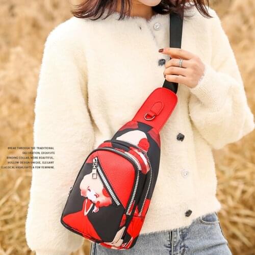 Retro Women Casual Chest Bag leaf Print Crossbody Messenger Bags For Teens Grirls Female Oxford Waterproof Shoulder Bag