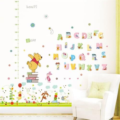 Disney cartoon winnie pooh height measure wall stickers bedroom growth chart wall decals pvc mural wallpaper home decor