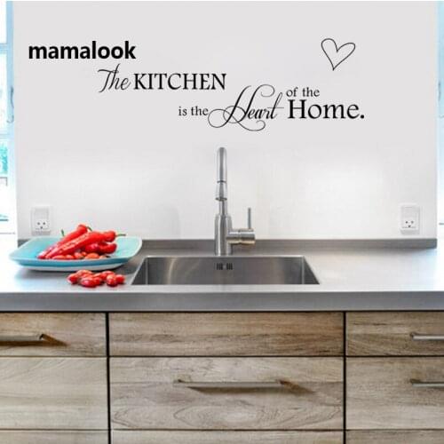 New Kitchen is Heart of the Home Letter Pattern Wall Sticker PVC Removable Home Decor DIY wall art