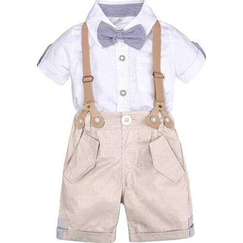 HOOYI 2021New Summer Boys Sets White Shirts Toddler Short Pants Childrens Kids Suits Baby Outfits Infant Overalls