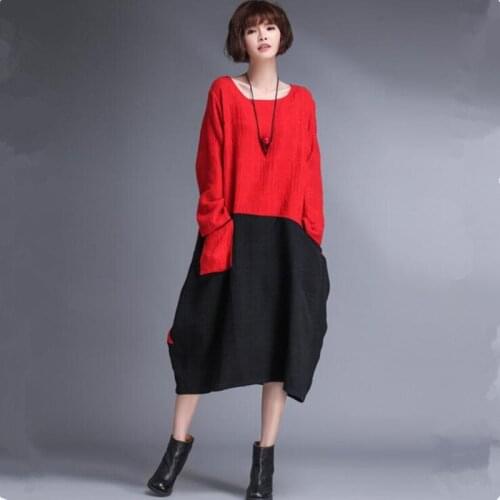 New 2020 Women spring long sleeve cotton linen dress,big size M-5XL 6XL patchwork long dress,fashion Autunm casual dress Vestido