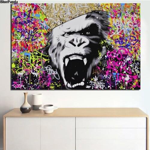 Back On The Throne Poster Monkey Animal Paintings On Canvas Graffiti Modern Art Decorative Wall Pictures Home Decoration