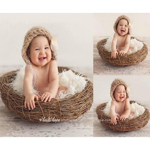 Newborn photography prop creative birds nest 100 days baby photography baby basket
