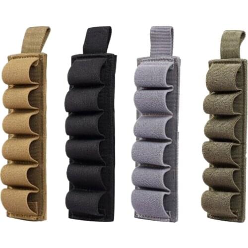 Tactical Hunting Pouch 6 Rounds Shotgun Buttstock Shell Bullet Holder Adhesive Shotgun Ammo Airsoft Hunting Portable Bag