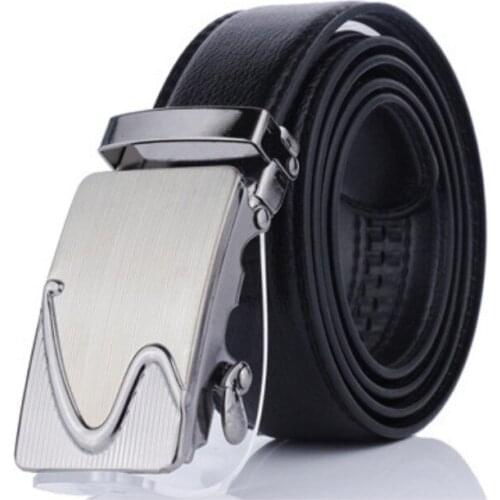 Bauhinia brand all-match mens belt around 110CM PU leather automatic buckle gift small gift mens belt