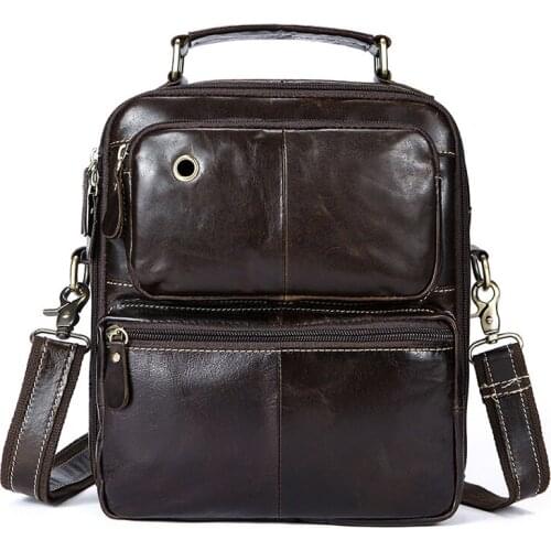 Famous design Mens Retro bag leather mens shoulder messenger bag top layer cowhide leather frosted retro mens business bag