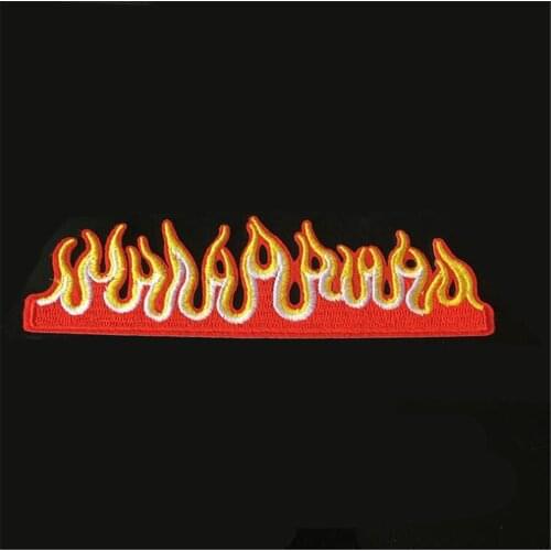 Fire Flames Embroidered Iron / Sew On Patch Jeans T Shirt Hat Cap Bag Coat Badge
