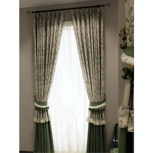 New Americanl Curtains for Living Room and Bedroom Shading Light Luxury Simple Printed Curtain Finished Product Customization