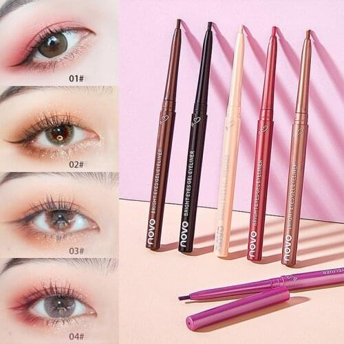 1 Pcs 6 Color Gel Eyeliner Pen Natural Long-lasting Waterproof Sweat-proof No Smudging Brown Black Eye Liner Pencil Eye Makeup