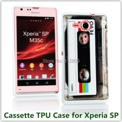 1PCS Drop Shipping Fashion Retro Cassette Tape Pattern Prinetd Skin Pouch Cover Case for Sony Xperia SP M35h High Quality Free
