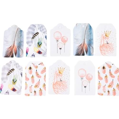 100pcs X Packing Tag White Color Packing Tag Wedding Candy Gift Tags Feathers Pattern Decoration Hang Tag Party Suppile