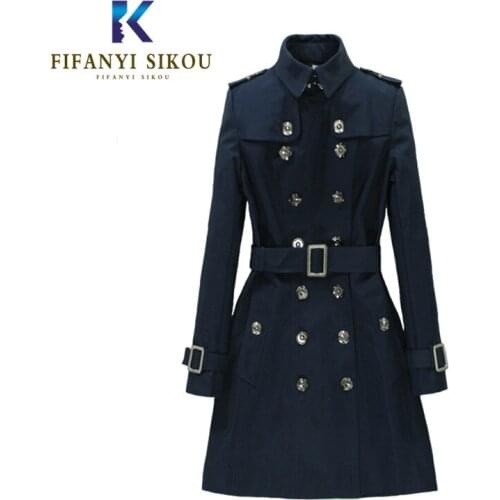 2020 Spring Autumn Trench coat Women High quality Windproof and Waterproof Long Trench coat Ladies Classic Business Outerwear