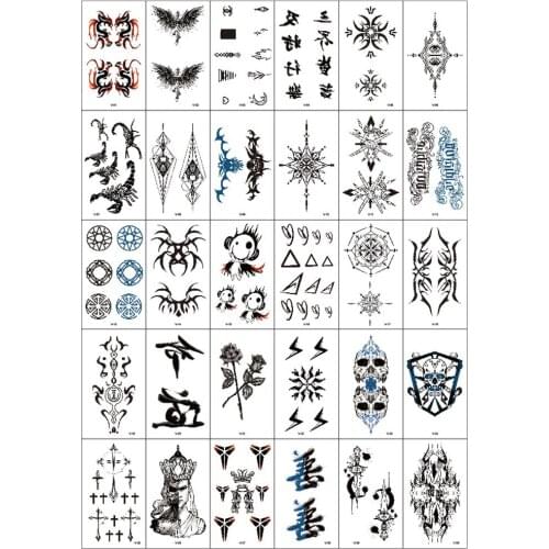 30pcs Small Fresh Personality Letter Tattoo Stickers Cute Cartoon Flower Arm Stickers Waterproof Tattoo Stickers