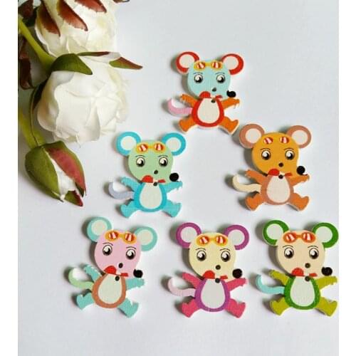 40PCs mouse Buttons 2 Holes Wooden Buttons Sewing Buttons for Craft Scrapbooking Clothing Accessories