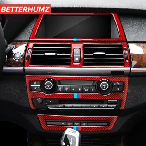 For BMW E70 E71 X5 X6 Carbon Fiber Decoration Air Conditioner Outlet Cover Trim Car Sticker Car Accessories Interior 2009-2013