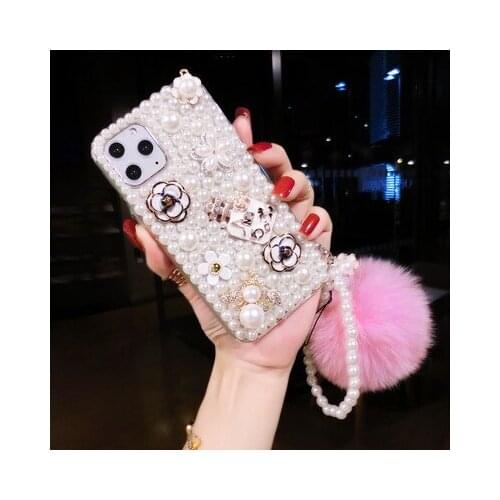 For Huawei P40 P30 P20 P10 LiTE PLUS Mate 30 20 10 Pro Lite Case fashion Pearls bee Diamond Soft Silicone Fur ball Case Cover