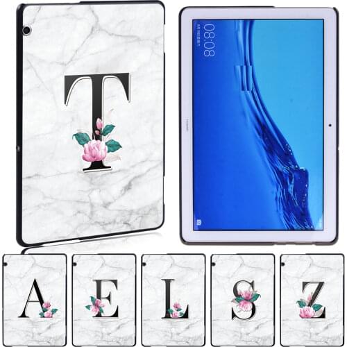 Anti-fall Tablet Case for Huawei MediaPad M5 Lite 8/T5 10 10.1"/T3 8.0/T3 10 9.6" White Marble Pattern Hard Shell Back Case +Pen