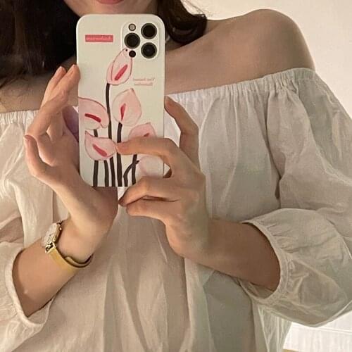 Retro Sweet Calla lily Flower Phone Case For iPhone 12 11 Pro Max X XR XR 7 8 Plus SE 2020 Art Simple Floral Hard Protect Cover