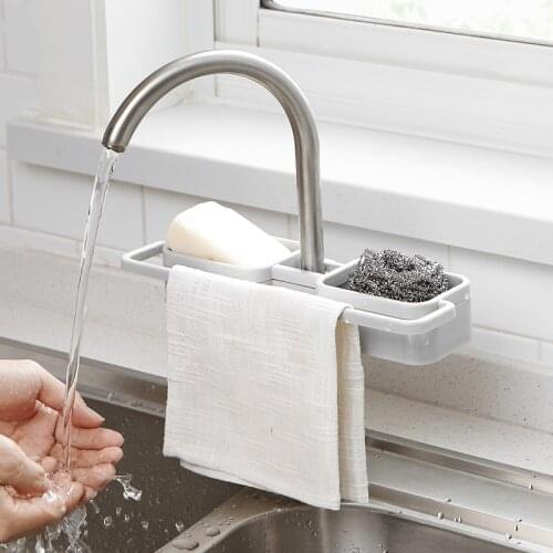Kitchen Sink Caddy Sponge Holder Brush Holder, Small In-sink Dish Sponge Caddy, Hanging Kitchen Sink Organizer Rack Basket
