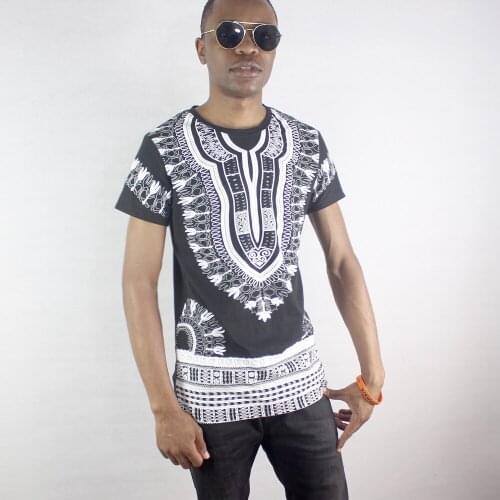 Black men Cotton Dashiki Printed Traditional T-shirt hip hop African Clothes Casual Man tops & tees 2019 рубашка мужская