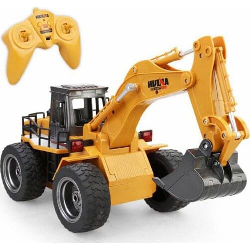 Huina 1530 1/18 RC Car 6ch Metal Excavator Remote Control Excavator Toy With Charging Battery RC Truck Toys Kids Christmas Gift