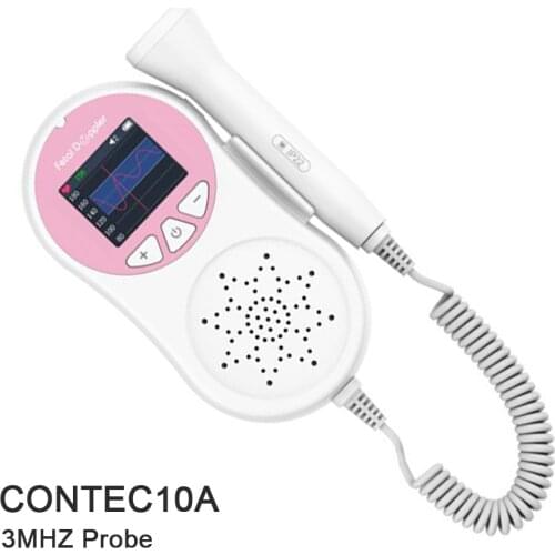 CONTEC10A 3MHz Pocket Fetal Doppler Magnetic Probe Digits Curve Display Upgraded Pregnancy Baby Fetal Heart rate Monitor