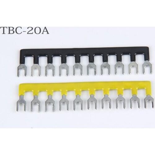 10PCS TBC-20A 10 Position Pre Insulated Fork Type Terminal TB Connection Strip Barrier Strip Jumper Connector
