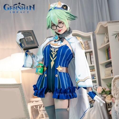 Genshin Impact Sucrose COS Harmless Sweetness West Wind Knights Alchemist Female Cosplay Costume Outfit Full Set Role Playing