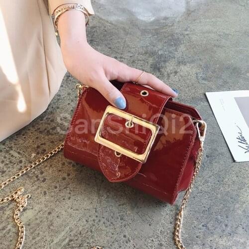 Summer 2019 Fashion New Handbag High quality PU Leather Women bag Patent Leather Bright Shell Small Square Chain Shoulder bags
