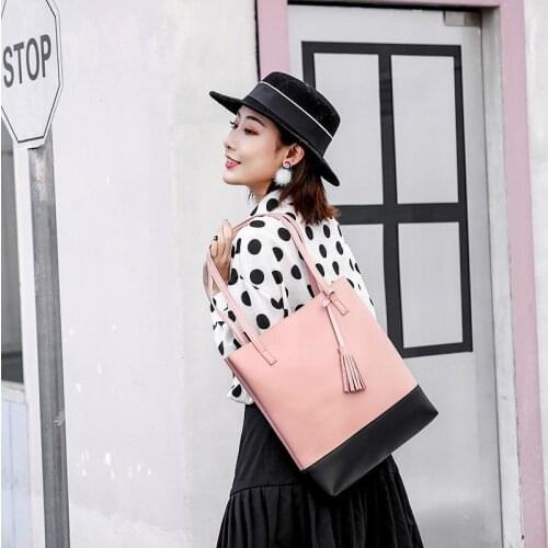 Fashion Tassel Bag New Simple Womens Bag Handbag Shoulder Bag Leisure Shopping Bag Mummy Simple Solid Vintage OL Big Tote Bag