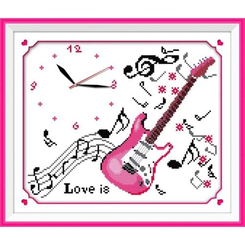 Love melody cross stitch kit 14ct 11ct count print canvas wall clock stitches embroidery DIY handmade needlework plus