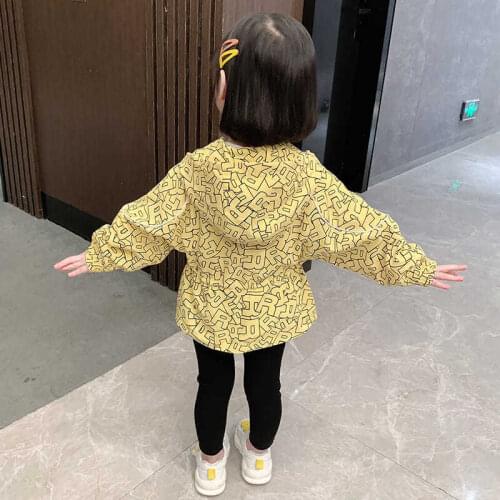 2021 New Girls Spring Clothes Korean Letter Printing Fashion Jacket Spring Autumn Clothes Windbreaker