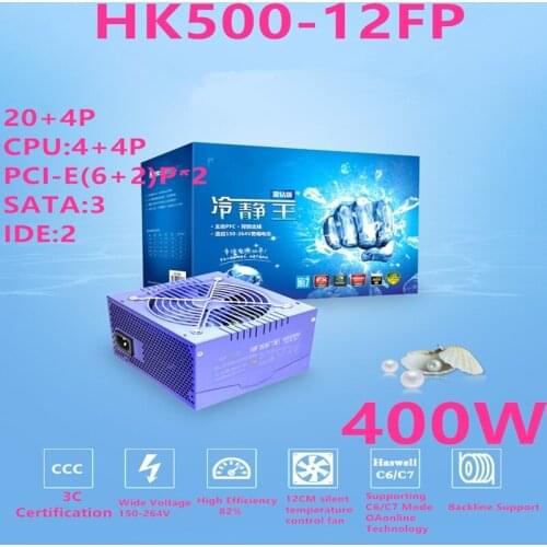 New PSU For Huntkey Brand 400W GTX1060 Game Host Blue Diamond Mute Power Supply HK500-12FP