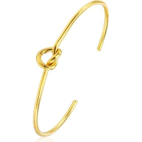 Wholesale Jewelry-- titanium steel Knot Bangle for Women Europe Fashon 2 Gold Color