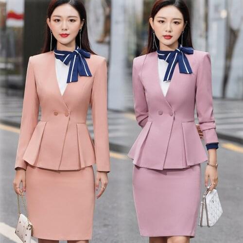 Blazer and skirt set formal skirt suits for women jacket and skirt set office clothes formal skirt suits for women spring autumn