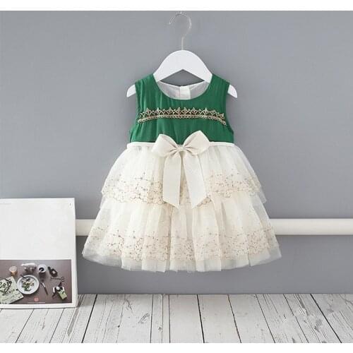Baby Girls Dress 0-4Y Toddler Newborn Lace Embroidery Princess Dress Birthday Party Costume with Big Bow