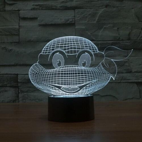 Teenage Mutant Ninja Turtles Anime 3D LED Seven colors Light Model PVC Figure Ornaments Toy Gift