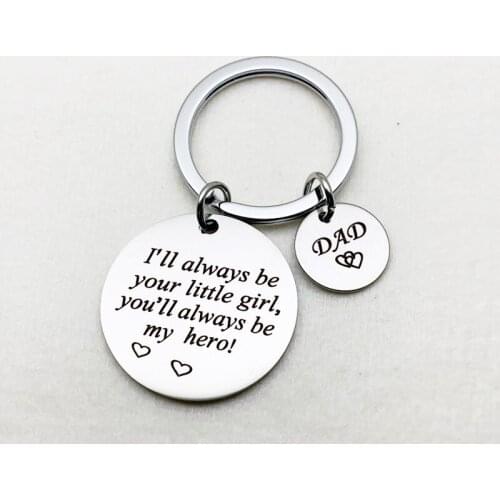 Oeinin Simple Keychain Creativity Keychain, Forever Fathers Day Gift Letter Round Keychain Zinc Alloy Stainless Steel Brelok