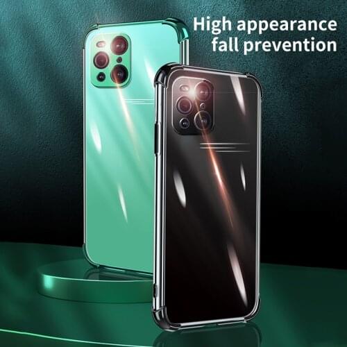 Luxury Carmera Lens Protection Soft TPU Plating Transparent Mobile Phone Case For Oppo Find X3 Lite Reno 4 5 Pro Cover Funda Bag