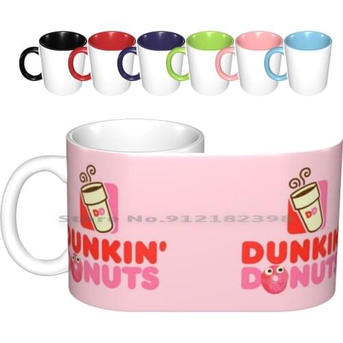 Pink Logo Dunkin Donuts Ceramic Mugs Coffee Cups Milk Tea Mug Pink Red Donut Donuts Dunkin Dunkin Donuts Pastry Dessert Elmo