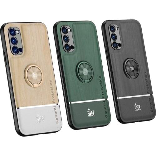 Wood pattern Case For OPPO Reno 4 Pro 5G case Reno4 5g metal Bracket Finger Ring Back Cover for Realme C15 Realme V5 OPPO A92S