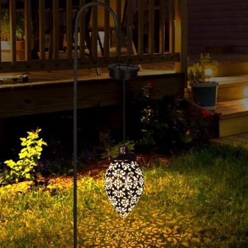Garden Olive Shape Solar Pendant Lamp Waterproof Chandelier Solar Lamp LED Lighting Outdoor Hanging Lantern for Courtyard Decor