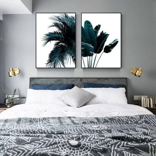Modern Fresh Dark Green Leaves Canvas Painting Green Plant Picture Poster and Print Home Wall Art Decoration for Living Room