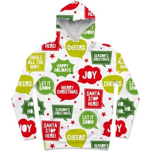 REAL American US SIZE Christmas Joy Cheers Ho Ho Ho Santa Stop Here 3D Sublimation Printing Hoody Hoodie Plus size 5xl 6xl