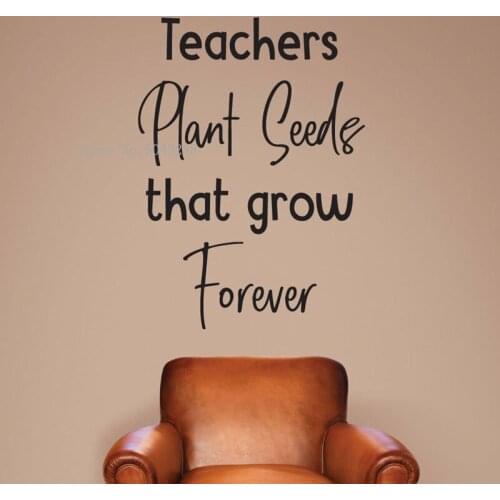 Teachers Plant Seeds That Grow Forever Educational Quotes Wall Decal Vinyl Stickers For Teens Room Interior Wall Art Decor LL288