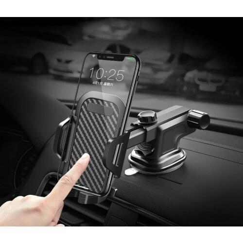 Carbon Fiber Gravity Car Phone Holder Universal Mount Sucker Holder for Phone in Car Mobile Phone Holder Stand