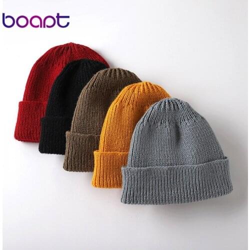 Unisex Winter Hat Knitted Short Thread Melon Skullcap Men Women Beanie Cap Hip Hop Soild Color Adult Warm Wool Elastic Ski Hat