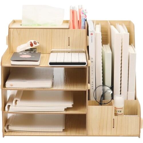 Office Desktop Clutter Storage Rack Folder File Rack Storage Box Drawer Book Stand Dormitory Desk Rack Wooden Office Accessories