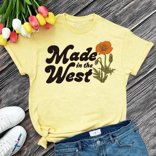 Made in The West Wild Flower Printed Vintage 80s Graphic Tees Cotton Short Sleeve Aesthetic Casual Tshirt Arizona Fashion Tops
